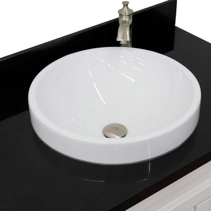 37" Single sink vanity in White finish with Black galaxy granite and Left door/Center sink - 400700-37L-WH-BGRDC