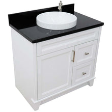 Load image into Gallery viewer, 37&quot; Single sink vanity in White finish with Black galaxy granite and Left door/Center sink - 400700-37L-WH-BGRDC