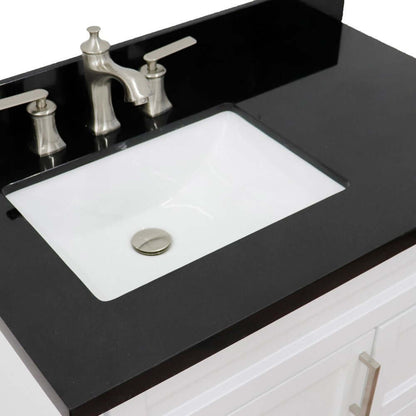 37" Single sink vanity in White finish with Black galaxy granite and Left door/Left sink - 400700-37L-WH-BGRL