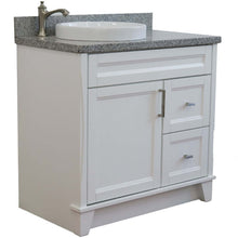 Load image into Gallery viewer, 37&quot; Single sink vanity in White finish with Gray granite and Left door/Round Left sink - 400700-37L-WH-GYRDL