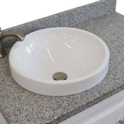 37" Single sink vanity in White finish with Gray granite and Left door/Round Left sink - 400700-37L-WH-GYRDL