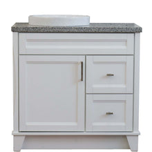 Load image into Gallery viewer, 37&quot; Single sink vanity in White finish with Gray granite and Left door/Round Left sink - 400700-37L-WH-GYRDL
