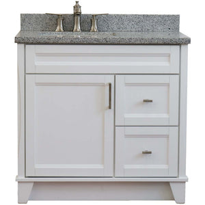 37" Single sink vanity in White finish with Gray granite and Left door/Left sink - 400700-37L-WH-GYRL