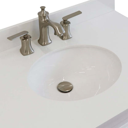 37" Single sink vanity in White finish with White quartz and Left door/Center sink - 400700-37L-WH-WEOC