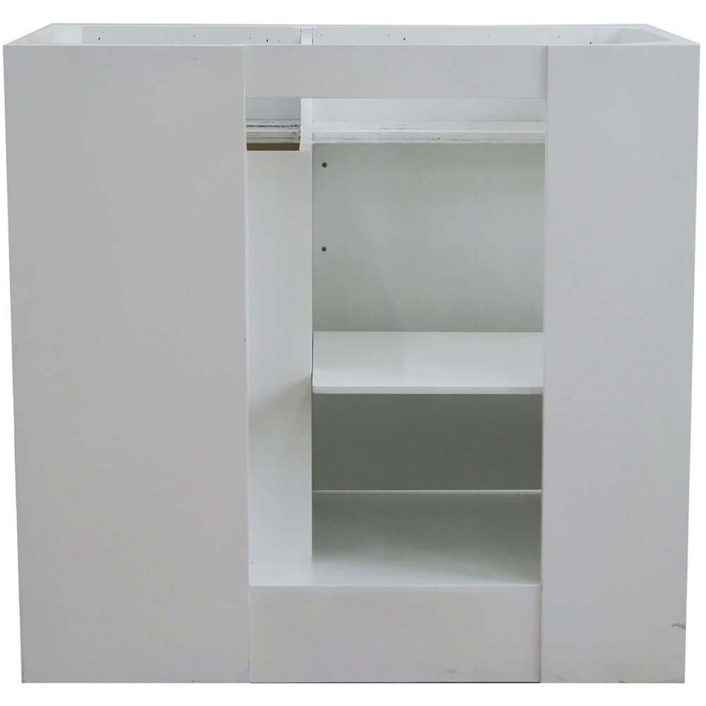 37" Single sink vanity in White finish with White quartz and Left door/Center sink - 400700-37L-WH-WEOC