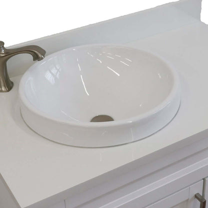 37" Single sink vanity in White finish with White quartz and Left door/Round Left sink - 400700-37L-WH-WERDL