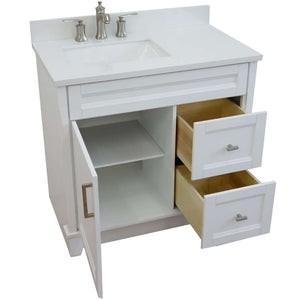 37" Single sink vanity in White finish with White quartz and Left door/Left sink - 400700-37L-WH-WERL
