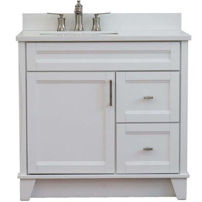 37" Single sink vanity in White finish with White quartz and Left door/Left sink - 400700-37L-WH-WERL