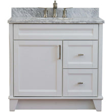 Load image into Gallery viewer, 37&quot; Single sink vanity in White finish with White Carrara marble and Left door/Center sink - 400700-37L-WH-WMOC