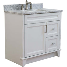 Load image into Gallery viewer, 37&quot; Single sink vanity in White finish with White Carrara marble and Left door/Center sink - 400700-37L-WH-WMRC