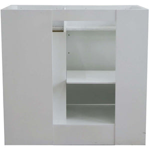 37" Single sink vanity in White finish with White Carrara marble and Left door/Center sink - 400700-37L-WH-WMRC