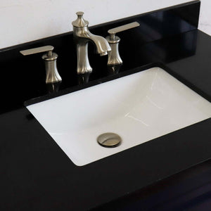 37" Single sink vanity in Blue finish with Black galaxy granite and CENTER rectangle sink- RIGHT drawers - 400700-37R-BU-BGRC