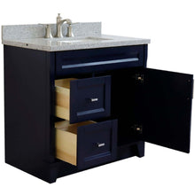 Load image into Gallery viewer, 37&quot; Single sink vanity in Blue finish with Gray granite and CENTER rectangle sink- RIGHT drawers - 400700-37R-BU-GYRC