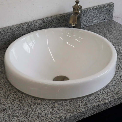 37" Single sink vanity in Blue finish with Gray granite and CENTER round sink- RIGHT drawers - 400700-37R-BU-GYRDC