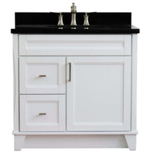 Load image into Gallery viewer, 37&quot; Single sink vanity in White finish with Black galaxy granite and CENTER rectangle sink- RIGHT drawers - 400700-37R-WH-BGRC
