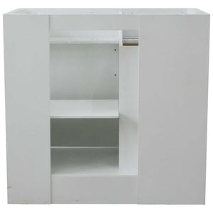 37" Single sink vanity in White finish with Black galaxy granite and CENTER rectangle sink- RIGHT drawers - 400700-37R-WH-BGRC