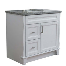 Load image into Gallery viewer, 37&quot; Single sink vanity in White finish with Gray granite and CENTER oval sink- RIGHT drawers - 400700-37R-WH-GYOC