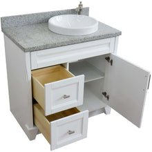 Load image into Gallery viewer, 37&quot; Single sink vanity in White finish with Gray granite and LEFT round sink- RIGHT drawers - 400700-37R-WH-GYRDR