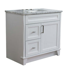 Load image into Gallery viewer, 37&quot; Single sink vanity in White finish with White Carrara marble and CENTER rectangle sink- RIGHT drawers - 400700-37R-WH-WMRC