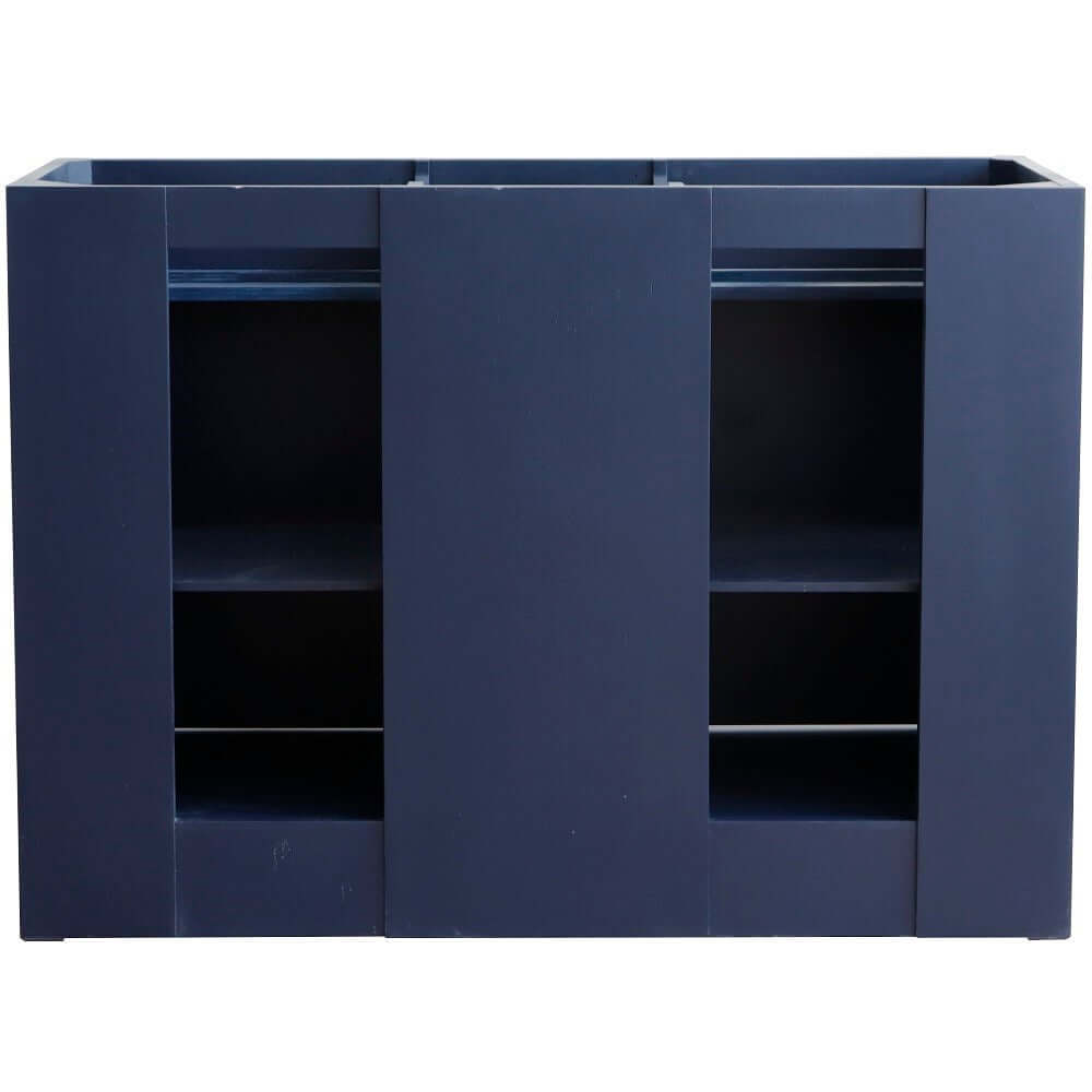 48" Double sink vanity in Blue finish with Black galaxy granite and round sink - 400700-49D-BU-BGRD