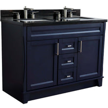 Load image into Gallery viewer, 48&quot; Double sink vanity in Blue finish with Black galaxy granite and rectangle sink - 400700-49D-BU-BGR