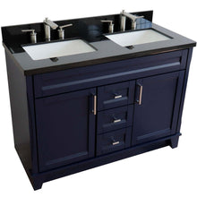 Load image into Gallery viewer, 48&quot; Double sink vanity in Blue finish with Black galaxy granite and rectangle sink - 400700-49D-BU-BGR