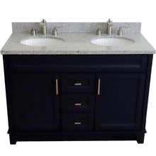 Load image into Gallery viewer, 48&quot; Double sink vanity in Blue finish with Gray granite and oval sink - 400700-49D-BU-GYO