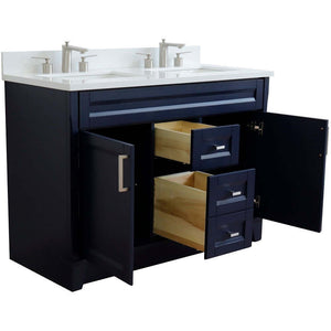 48" Double sink vanity in Blue finish with White quartz and rectangle sink - 400700-49D-BU-WER