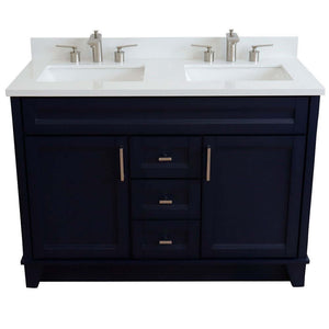 48" Double sink vanity in Blue finish with White quartz and rectangle sink - 400700-49D-BU-WER