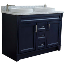Load image into Gallery viewer, 48&quot; Double sink vanity in Blue finish with White Carrara marble and round sink - 400700-49D-BU-WMRD