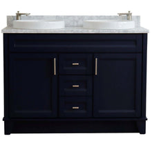 Load image into Gallery viewer, 48&quot; Double sink vanity in Blue finish with White Carrara marble and round sink - 400700-49D-BU-WMRD