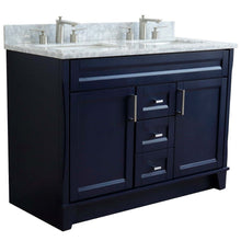 Load image into Gallery viewer, 48&quot; Double sink vanity in Blue finish with White Carrara marble and rectangle sink - 400700-49D-BU-WMR