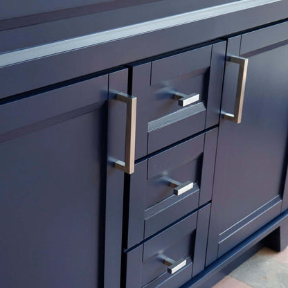 48" Double sink vanity in Blue finish with White Carrara marble and rectangle sink - 400700-49D-BU-WMR