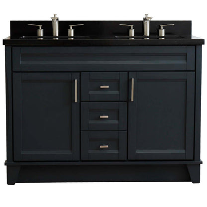 48" Double sink vanity in Dark Gray finish with Black galaxy granite and rectangle sink - 400700-49D-DG-BGR