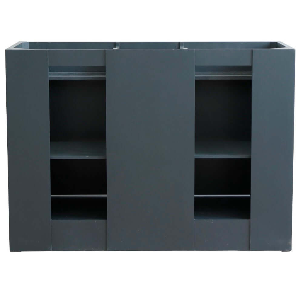 48" Double sink vanity in Dark Gray finish with Black galaxy granite and rectangle sink - 400700-49D-DG-BGR