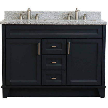 48" Double sink vanity in Dark Gray finish with Gray granite and rectangle sink - 400700-49D-DG-GYR