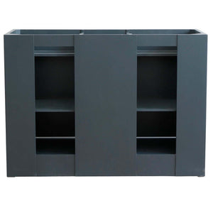 48" Double sink vanity in Dark Gray finish with White quartz and oval sink - 400700-49D-DG-WEO