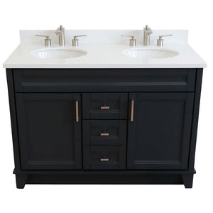 48" Double sink vanity in Dark Gray finish with White quartz and oval sink - 400700-49D-DG-WEO
