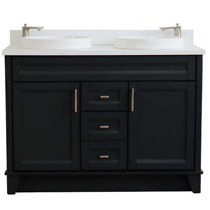 48" Double sink vanity in Dark Gray finish with White quartz and round sink - 400700-49D-DG-WERD