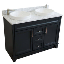 Load image into Gallery viewer, 48&quot; Double sink vanity in Dark Gray finish with White Carrara marble and round sink - 400700-49D-DG-WMRD