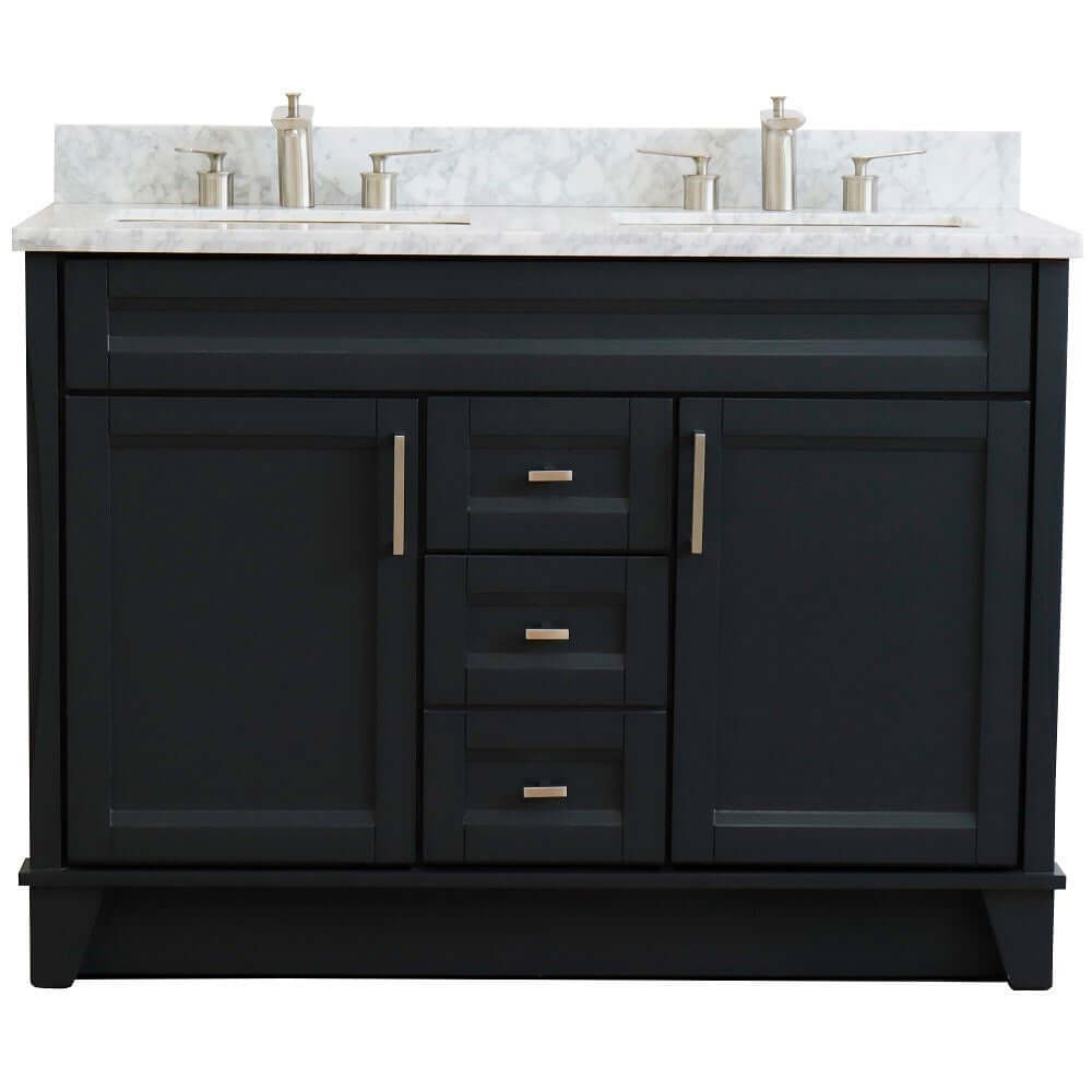 48" Double sink vanity in Dark Gray finish with White Carrara marble and rectangle sink - 400700-49D-DG-WMR