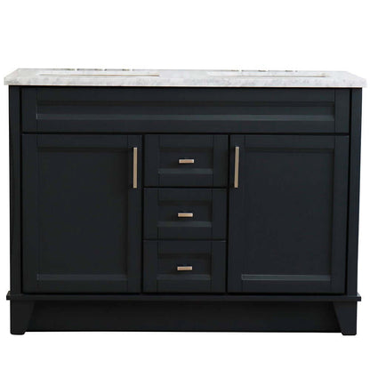 48" Double sink vanity in Dark Gray finish with White Carrara marble and rectangle sink - 400700-49D-DG-WMR