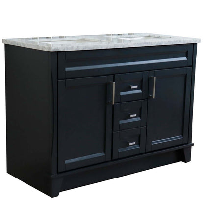 48" Double sink vanity in Dark Gray finish with White Carrara marble and rectangle sink - 400700-49D-DG-WMR