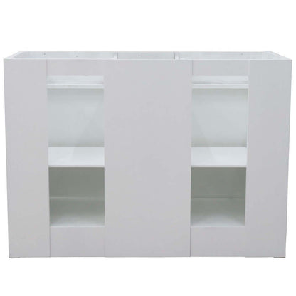 48" Double sink vanity in White finish with Black galaxy granite and oval sink - 400700-49D-WH-BGO