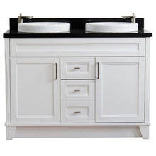 Load image into Gallery viewer, 48&quot; Double sink vanity in White finish with Black galaxy granite and round sink - 400700-49D-WH-BGRD
