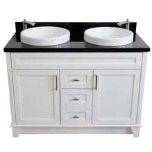 Load image into Gallery viewer, 48&quot; Double sink vanity in White finish with Black galaxy granite and round sink - 400700-49D-WH-BGRD