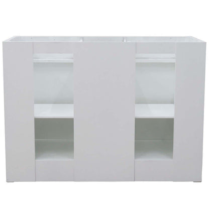 48" Double sink vanity in White finish with Black galaxy granite and rectangle sink - 400700-49D-WH-BGR