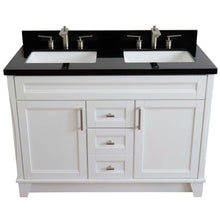 Load image into Gallery viewer, 48&quot; Double sink vanity in White finish with Black galaxy granite and rectangle sink - 400700-49D-WH-BGR