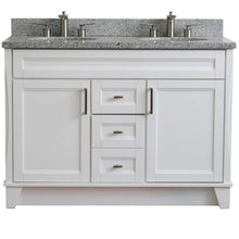 Load image into Gallery viewer, 48&quot; Double sink vanity in White finish with Gray granite and oval sink - 400700-49D-WH-GYO