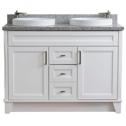 48" Double sink vanity in White finish with Gray granite and round sink - 400700-49D-WH-GYRD